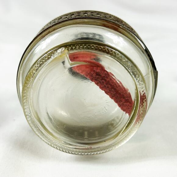 Vtg Miniature Clear Glass Oil Lamp Silver Metal Lattice Accent 8.5” Hong Kong - Picture 6 of 6